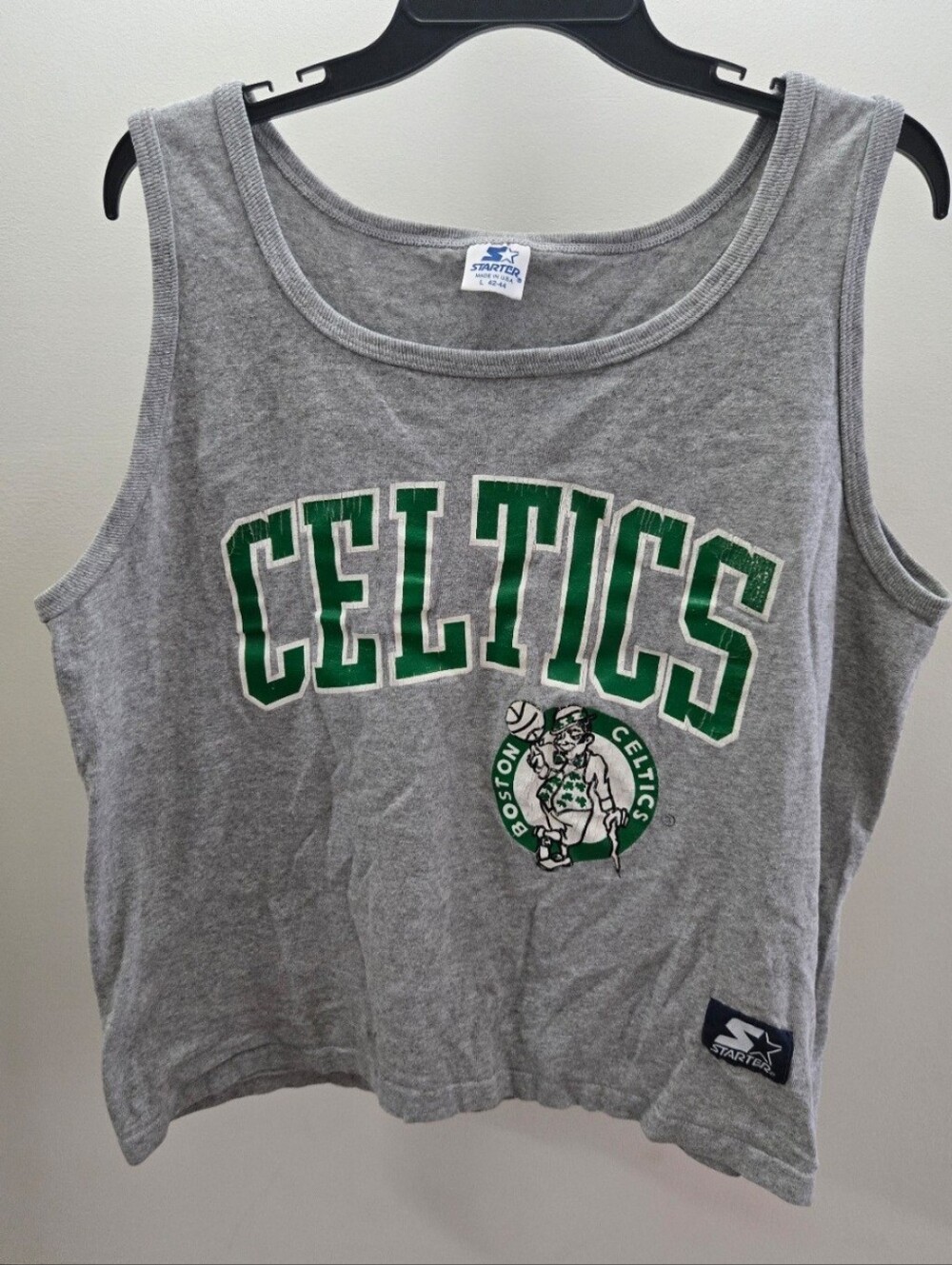 Vintage Boston Celtics Tank Top Shirt Cropped Short Size L 42-44 NBA Starter